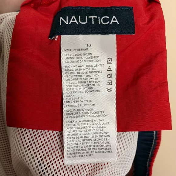 Nautica Swim Trunks Shorts Mesh Lined Elastic Tie Waistband Pockets Red Blue XL - Picture 6 of 7